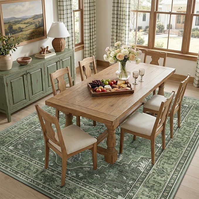 RELEANY Area Rugs 8'x10' Washable Non-Slip, Floral Vintage Distress Print - Image 3