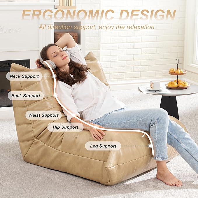Hobestluk Giant Bean Bag Chair Lazy Floor Sofa, Memory Foam Fireside Sofa - Image 4