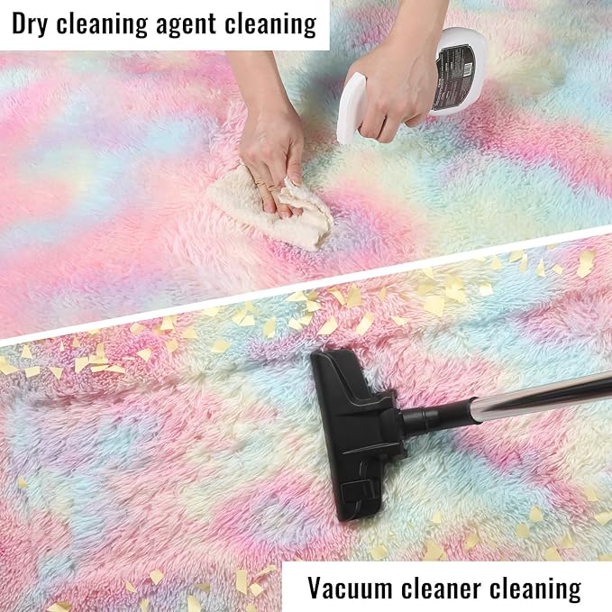 PAGISOFE Rainbow Rugs 6x9, Large Fluffy Soft Carpet, Plush Shaggy Rugs - Image 7