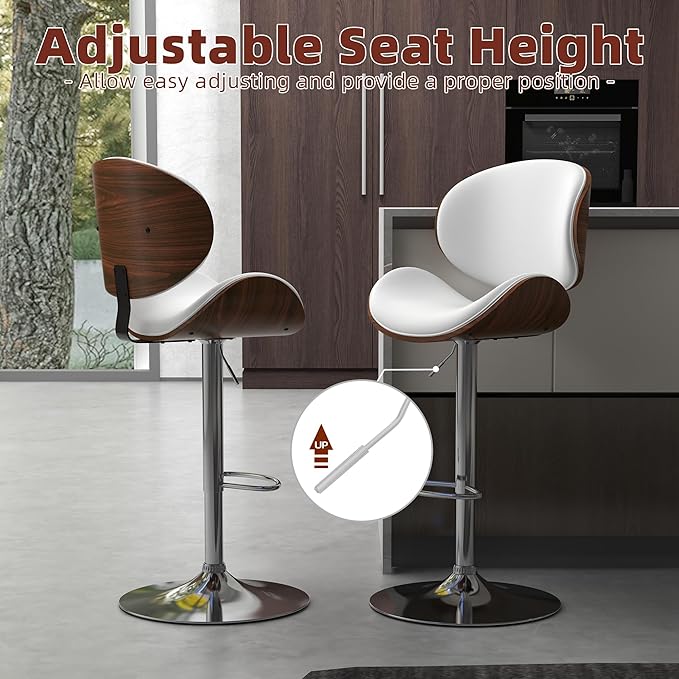 civama Bar Stools Set of 6 for Kitchen Counter, Adjustable Bar Height Chairs - Image 3