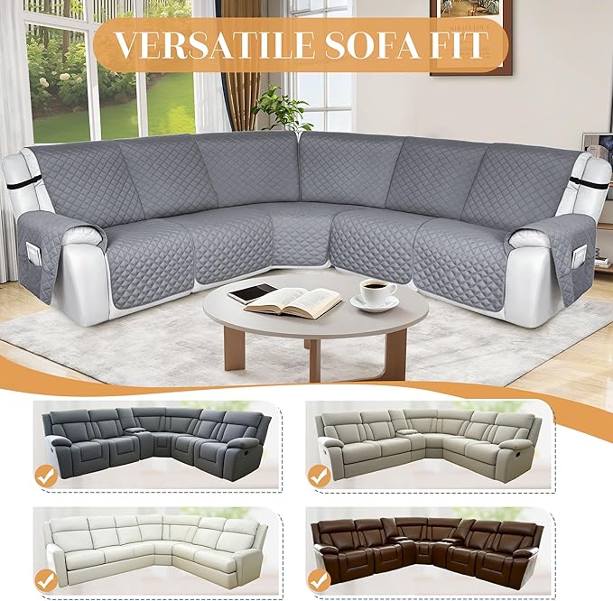 HDCAXKJ 100% Waterproof Reclining Sectional Couch Covers L Shape Recliner Sofa - Image 6