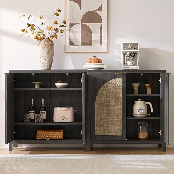 SICOTAS 68" W Rattan Sideboard Buffet Cabinet - Image 4