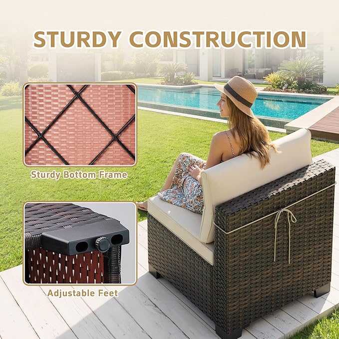 CHABATREE 7pcs Outdoor Patio Furniture Sets, Rattan Conversation Sectional Set - Image 5