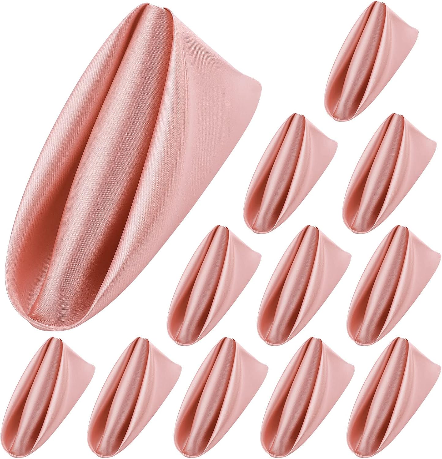 ANECO 12 Pieces Satin Napkins Soft Dinner Napkins Square Table Napkins 17 x 17 Inches for Restaurant Weddings Party Dinner Decoration (Rose Gold)