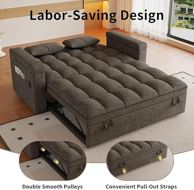 3 in 1 Convertible Sleeper Sofa, 65in Sleeper Couch - Image 7