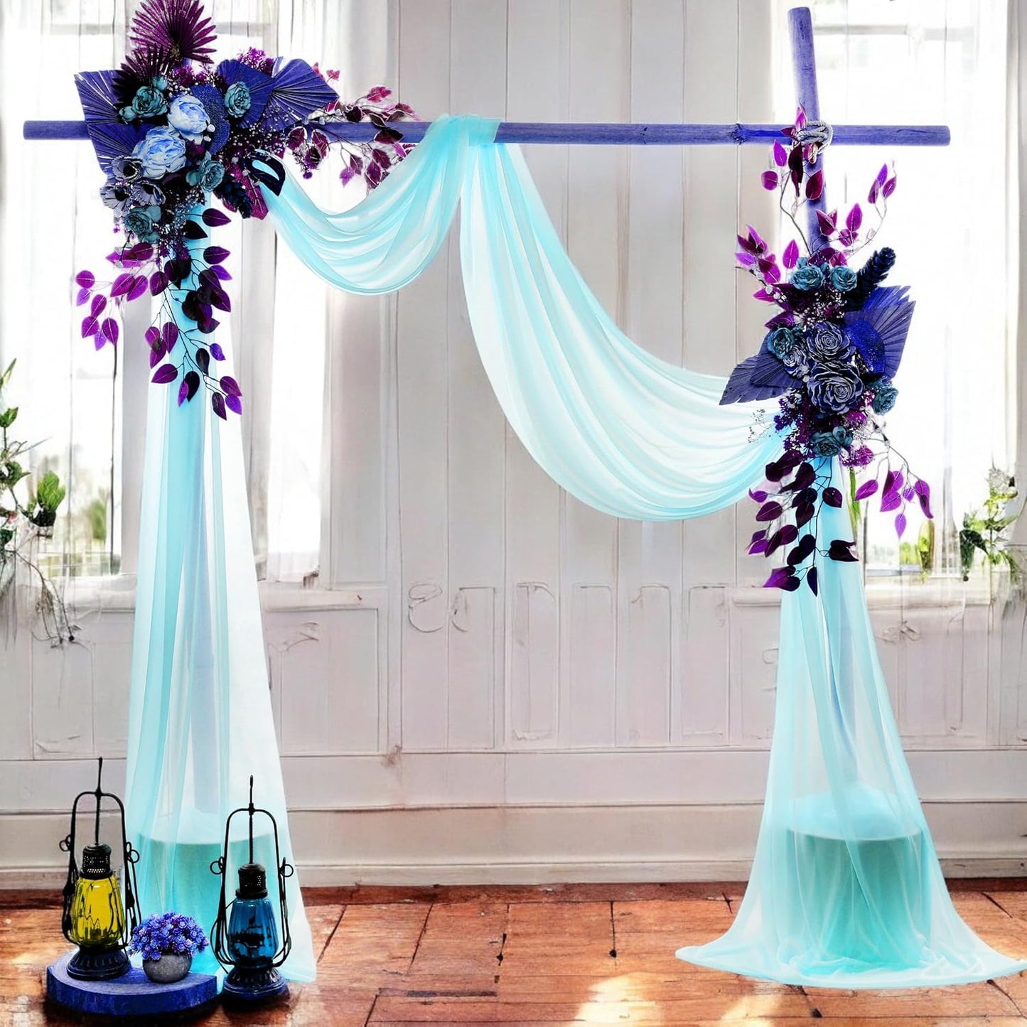 MDS Halloween Chiffon Draping Fabric - 1 Panel, 30" Wide x 50ft Long - Sheer Spooky Arbor & Canopy Drapery for Haunted House Backdrops, Party Ceilings, DIY Costumes & Themed Events - Teal