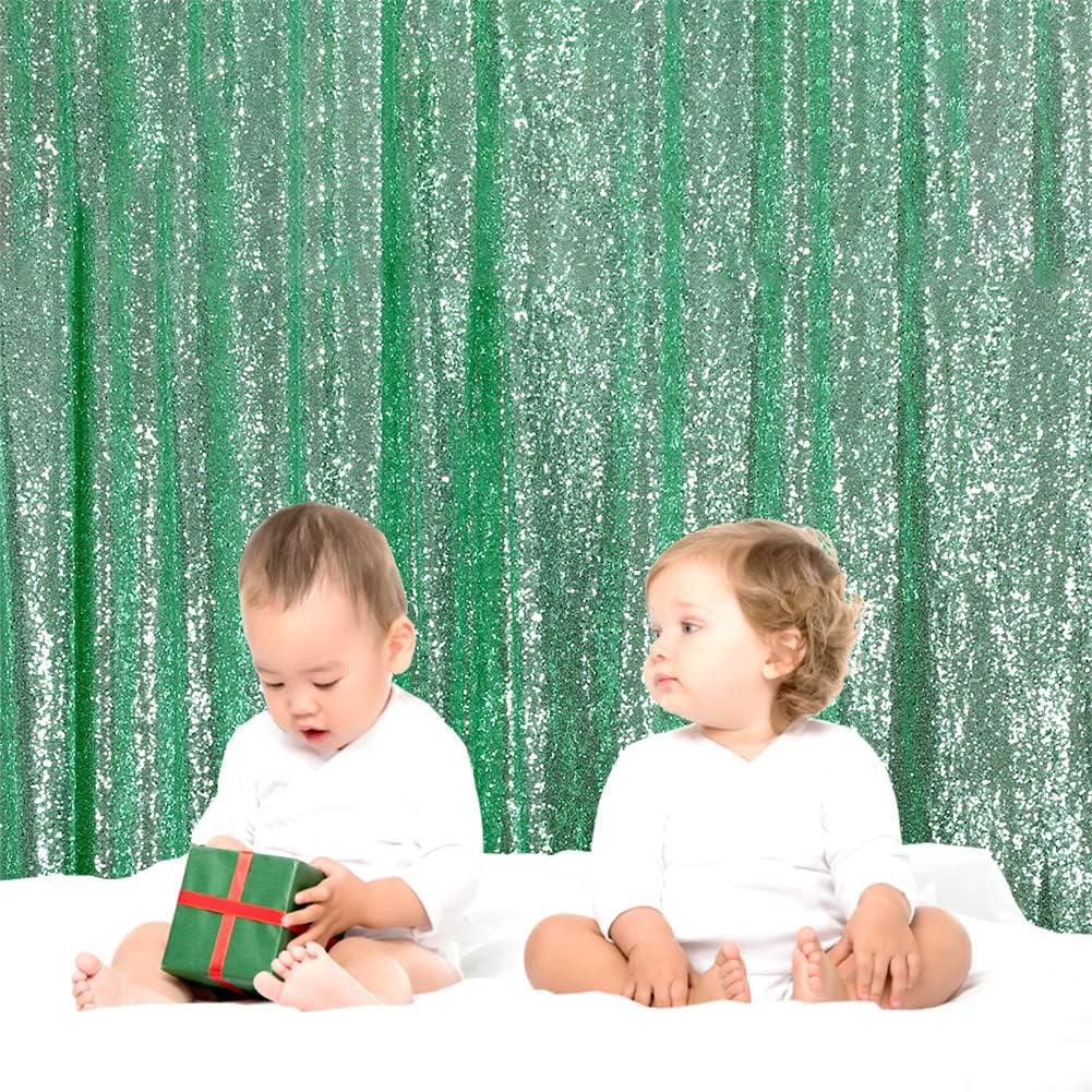 Eternal Beauty Mint Green Sequin Backdrop, 6x6 Ft Glitter Background Curtains for Shimmer Photography Party Wedding Birthday Back Drop Decor