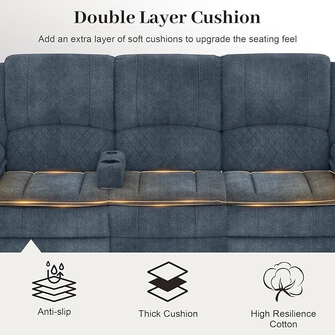 Yolsali Recliner Sofa, 3 Seater Manual Reclining Sofa - Image 5