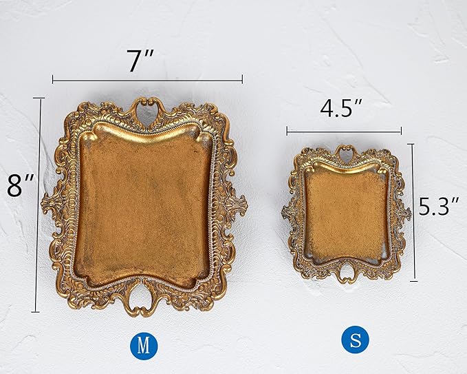 Funly mee Antique Trinket Dish Vintage Metal Jewelry Tray, Wedding Ring & - Image 3