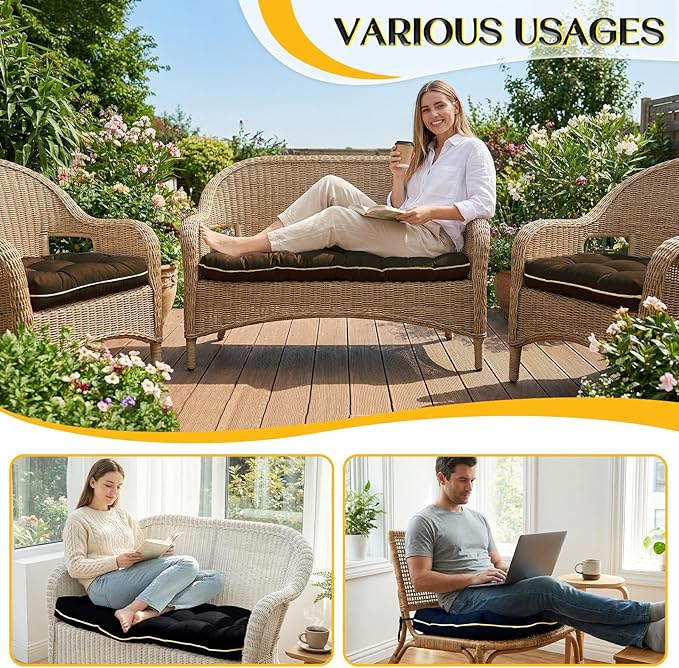 1 MIDDLE ONE Wicker Chair Cushions 3 Pieces Set - Image 7