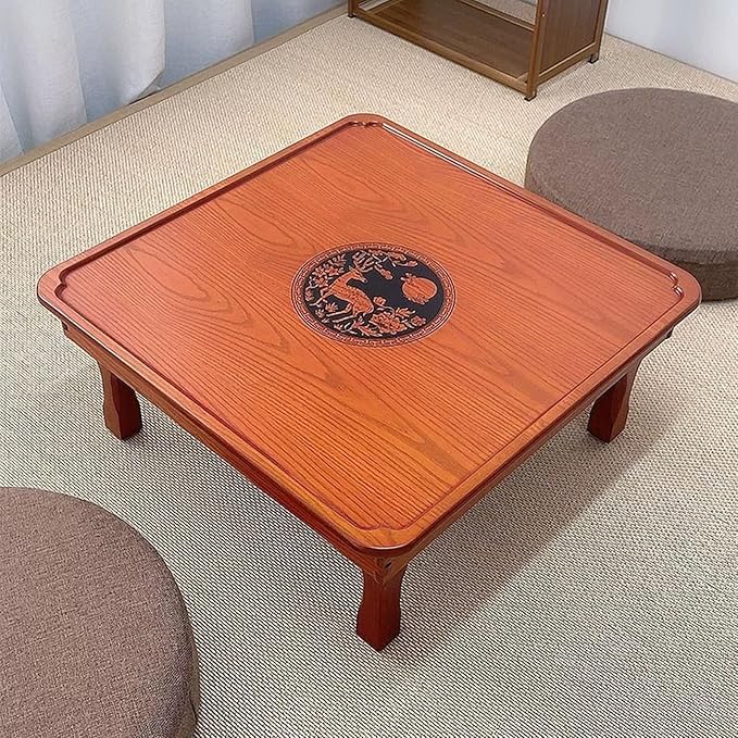 Rectangle Folding Low Coffee Table, Japanese Style Solid Wood Floor Table by RCJCQSR