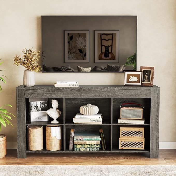LITTLE TREE TV Stand with Storage, 63-Inch Entertainment Center with Shelves - Image 2