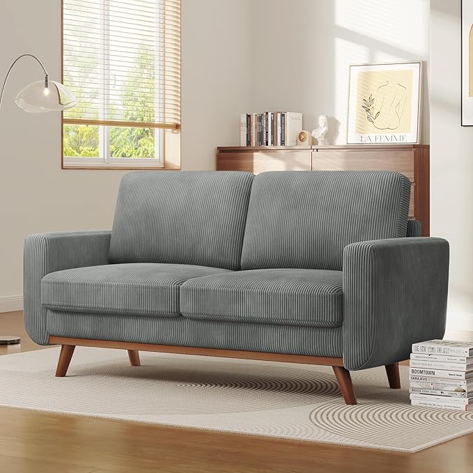 Vesgantti 68" Loveseat Sofa Dark Gray, Comfy Corduroy Couch - Image 6