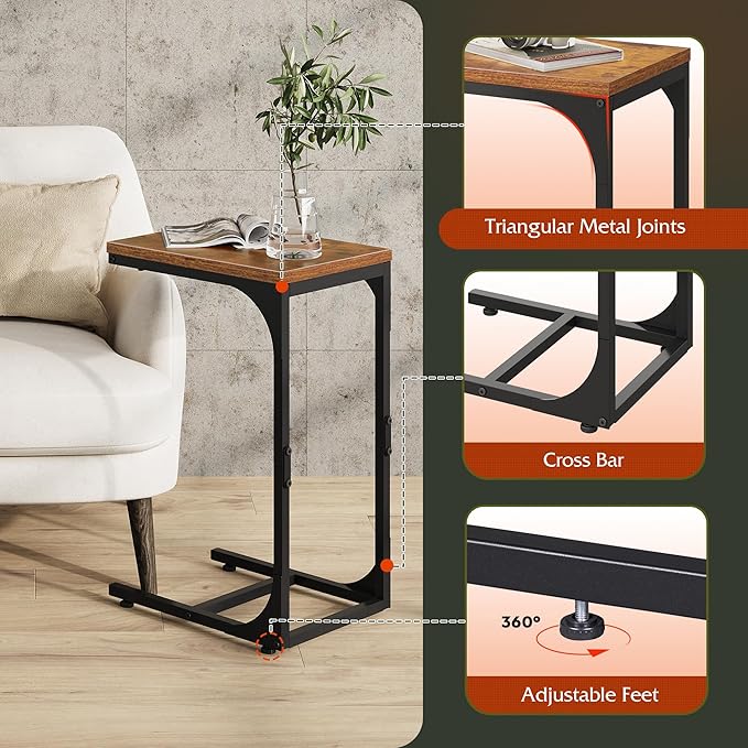 WLIVE C Shaped End Table, Small Couch Side Tables - Image 6
