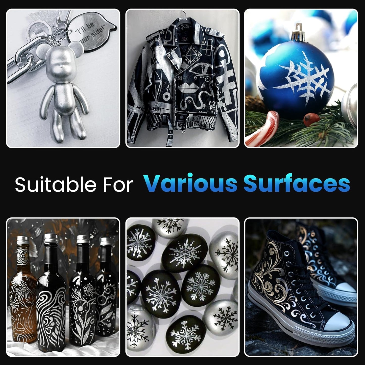 3 Pcs Silver Jumbo Permanent Markers: 15mm Wide Tip Thick Acrylic Paint Pen Large Calligraphy Marker for Rock Painting, Poster, Sign, Canvas, Glass, Wood, Ceramic