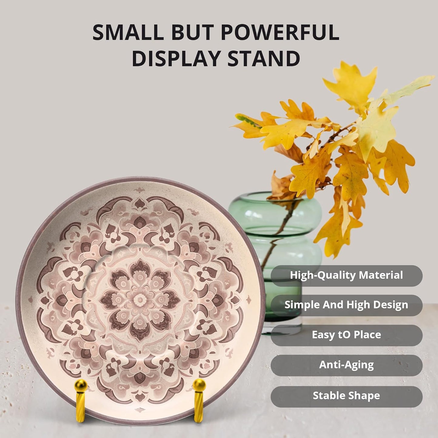 3Inch 3Pack Metal Decorative Plate Stand - Gold Picture Holder Stand for Display, Sign, Book, Photo