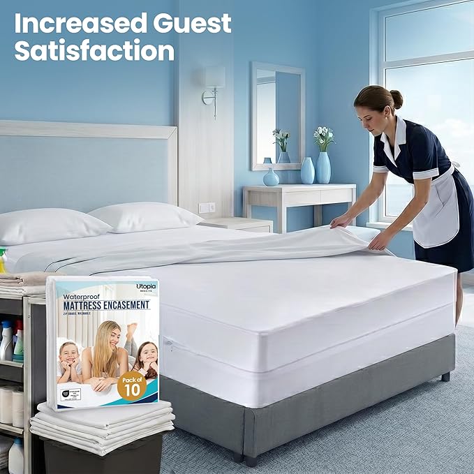 Utopia Bedding Queen Mattress Protector Zippered, 100% Waterproof Bed Bug and - Image 4