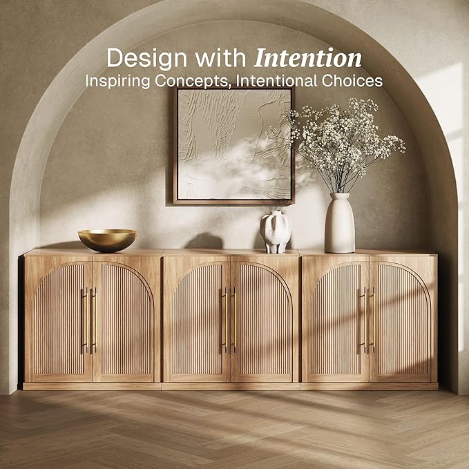 BELLEZE 3 Tier Bookshelf with Double-Arc Door - Image 3