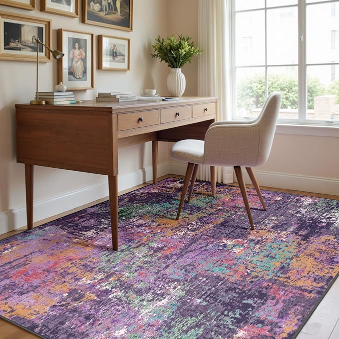 RELEANY Washable Area Rugs Square 8ft Non-Slip Modern Abstract Soft - Image 7