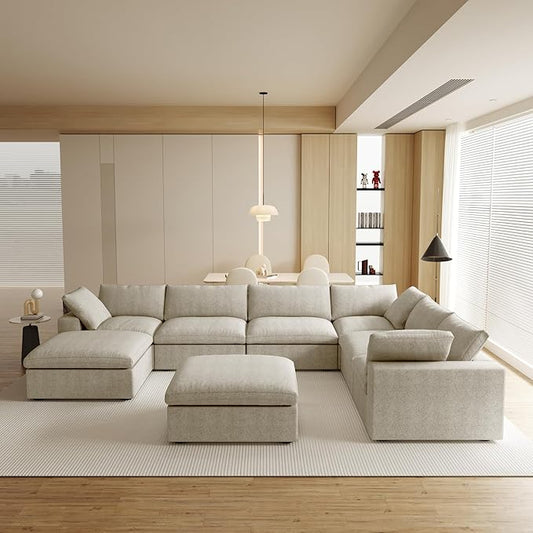 JACH 160" Cloud Sectional Couch, Overzised Down Filled Comfy Couch, 8 Seater by JACH