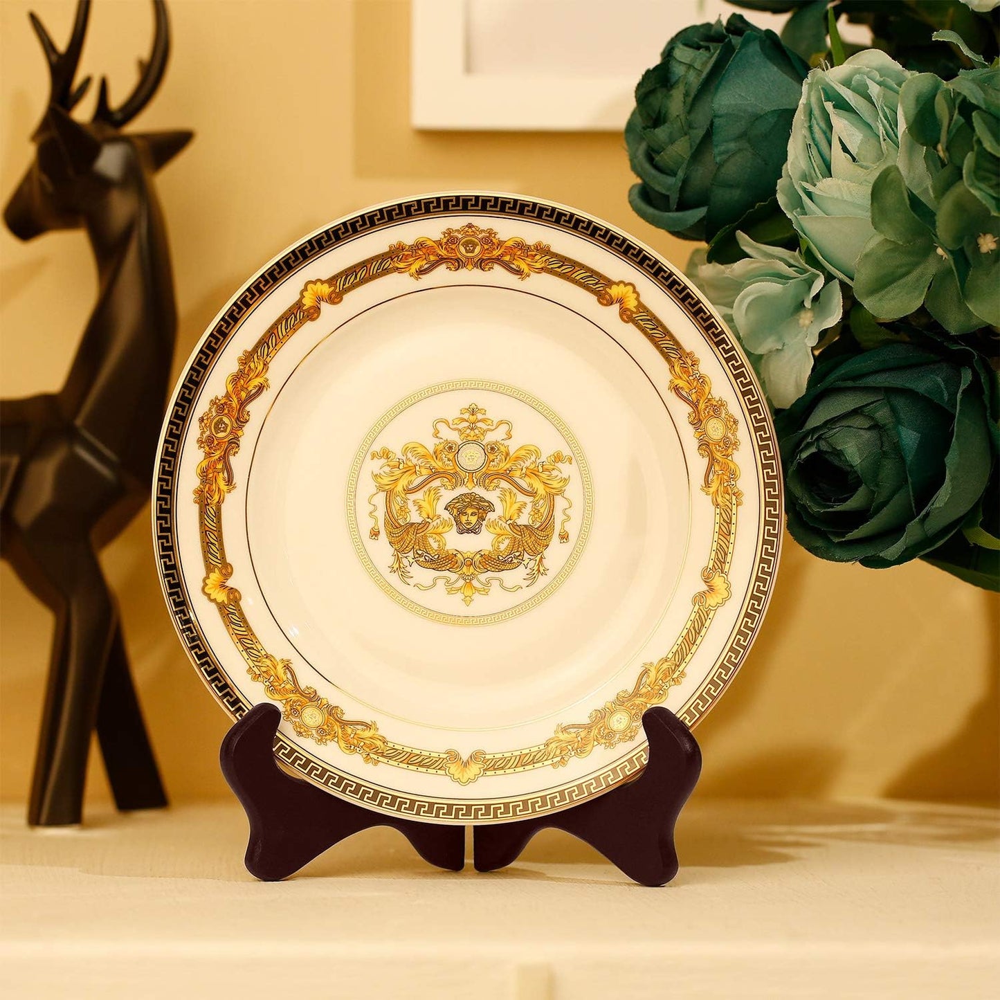 Tatuo 4 Packs Wooden Display Stand Decorative Plate Stands for Display Picture Frame Holder Easels(Red,7 Inch)