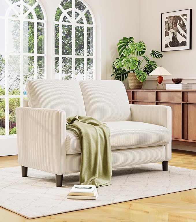 Welzona Loveseat Sofa, Comfy Corduroy Small Loveseat - Image 7