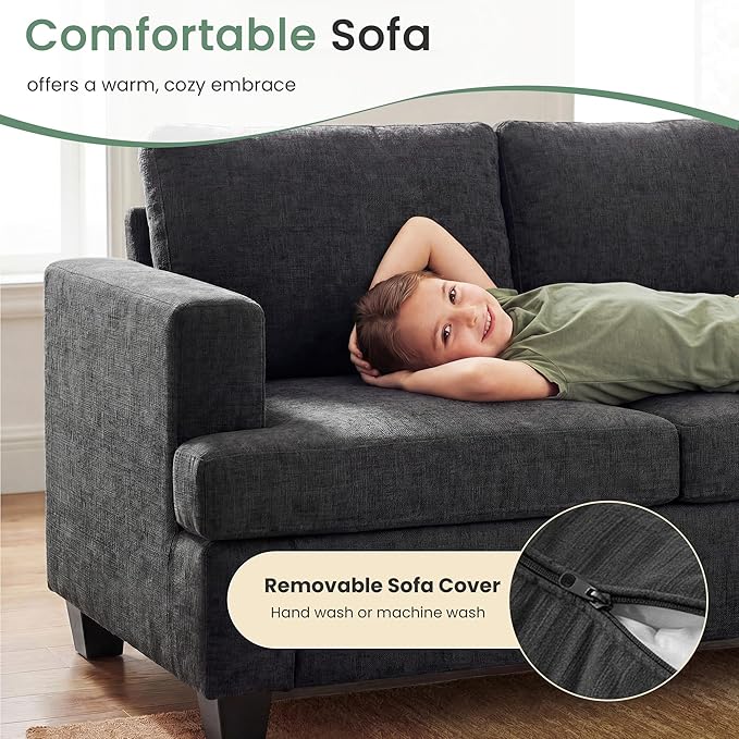 YOUDENOVA 2 Piece Set Comfy Sofa Couch, 2 3-Seater Sofa - Image 5