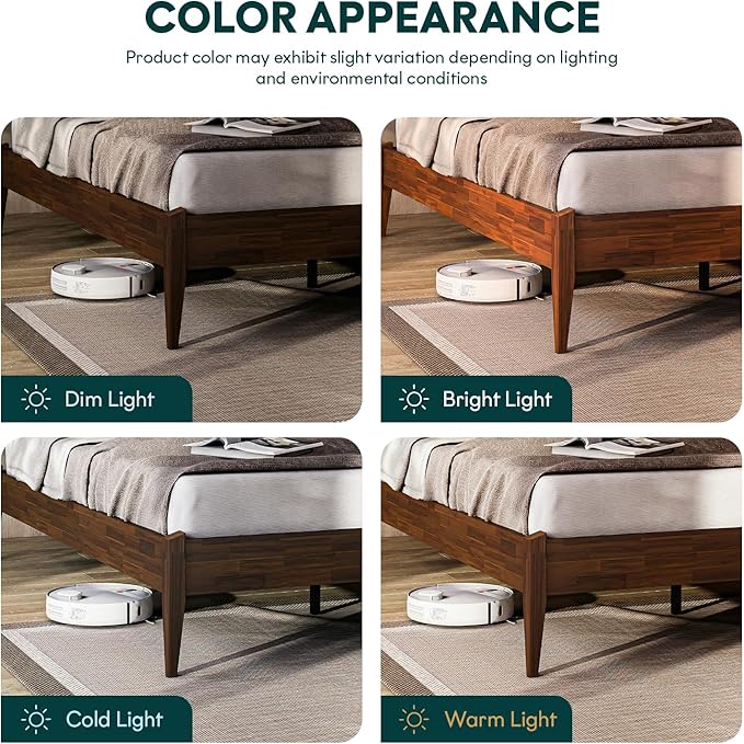 Bme Dinkee King Size Bed Frame, 15 Inch High Platform, Modern Minimalist Style - Image 7
