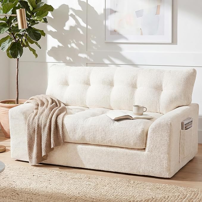MONVANE 55.5" Convertible Loveseat Sofa, 2-in-1 Boneless Sleeper Sofa Bed Futon - Image 2