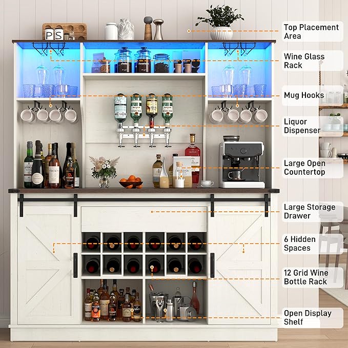 Farmhouse Coffee Bar Cabinet - Image 7