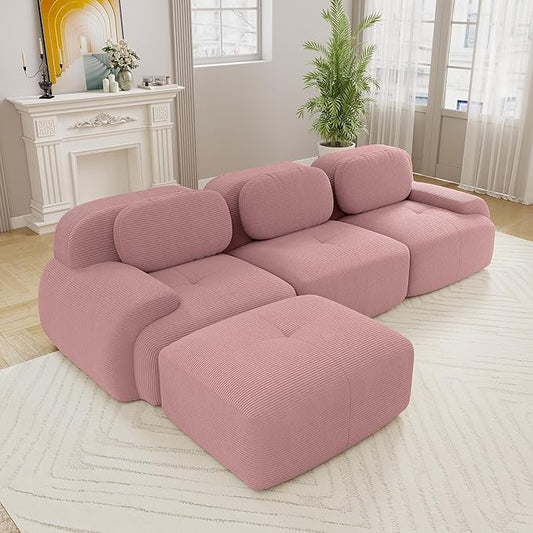 Boneless Sectional Couch, No Assembly Required, 117.3” L Shaped Modular Cloud by ModonChicSofasCouches