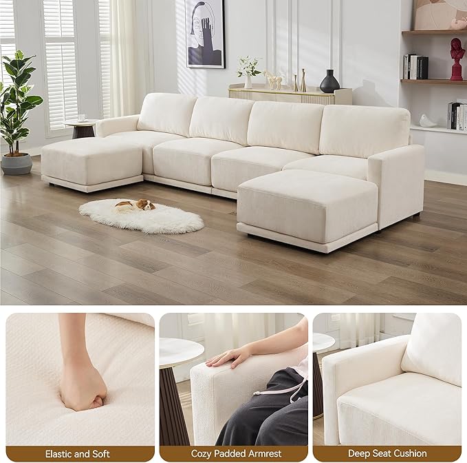 110.6" L Shaped Modular Sectional Sofa Modern Chenille Comfy Couch - Image 4