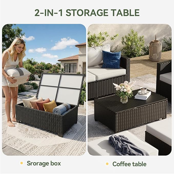 Aoxun 8 Piece Outdoor Patio Furniture Set 7 Seats, Outdoor Sectional - Image 8