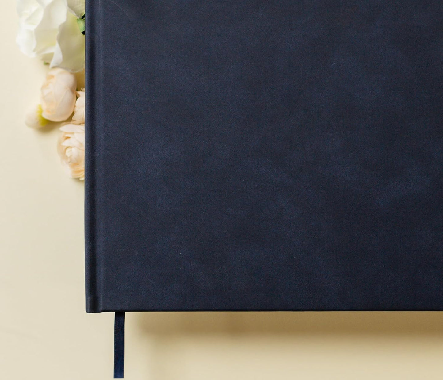 MUUJEE Personalized Guestbook in Navy - Premium Custom Modern Guest Book for Wedding Reception, Birthday Party or Events w/Bookmark Blank Pages for Signing 11.5 x 8.5 inches
