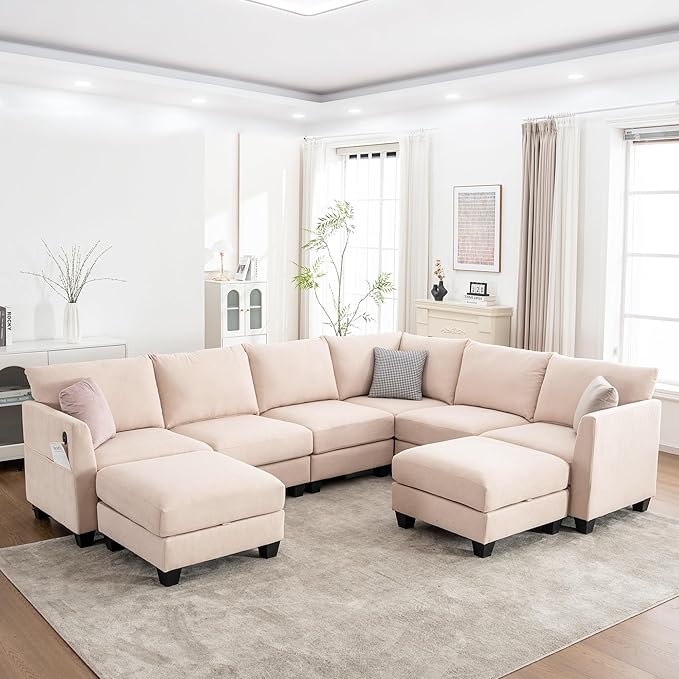 122.8" Large Sectional Couches for Living Room, 6 Seater L Shaped Modular by ZXDesign