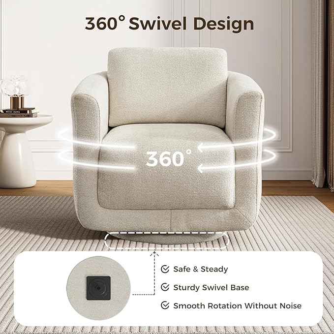 Swivel Accent Chair, 360° Chenille Barrel Swivel Chair - Image 7