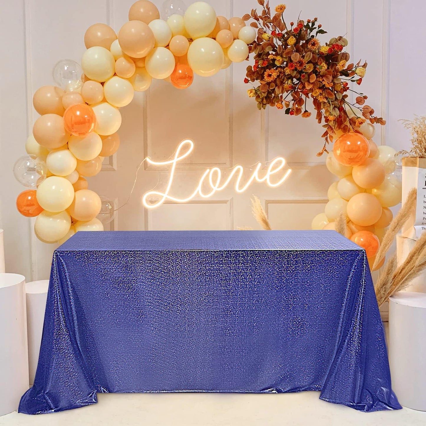 Fitable Sequin Tablecloth for Parties 60x102 Inch - Sparkle Glitter Laser Rectangle Overlay for Independence Day Decoration Ceremony Birthday Holiday Banquet, Dark Blue