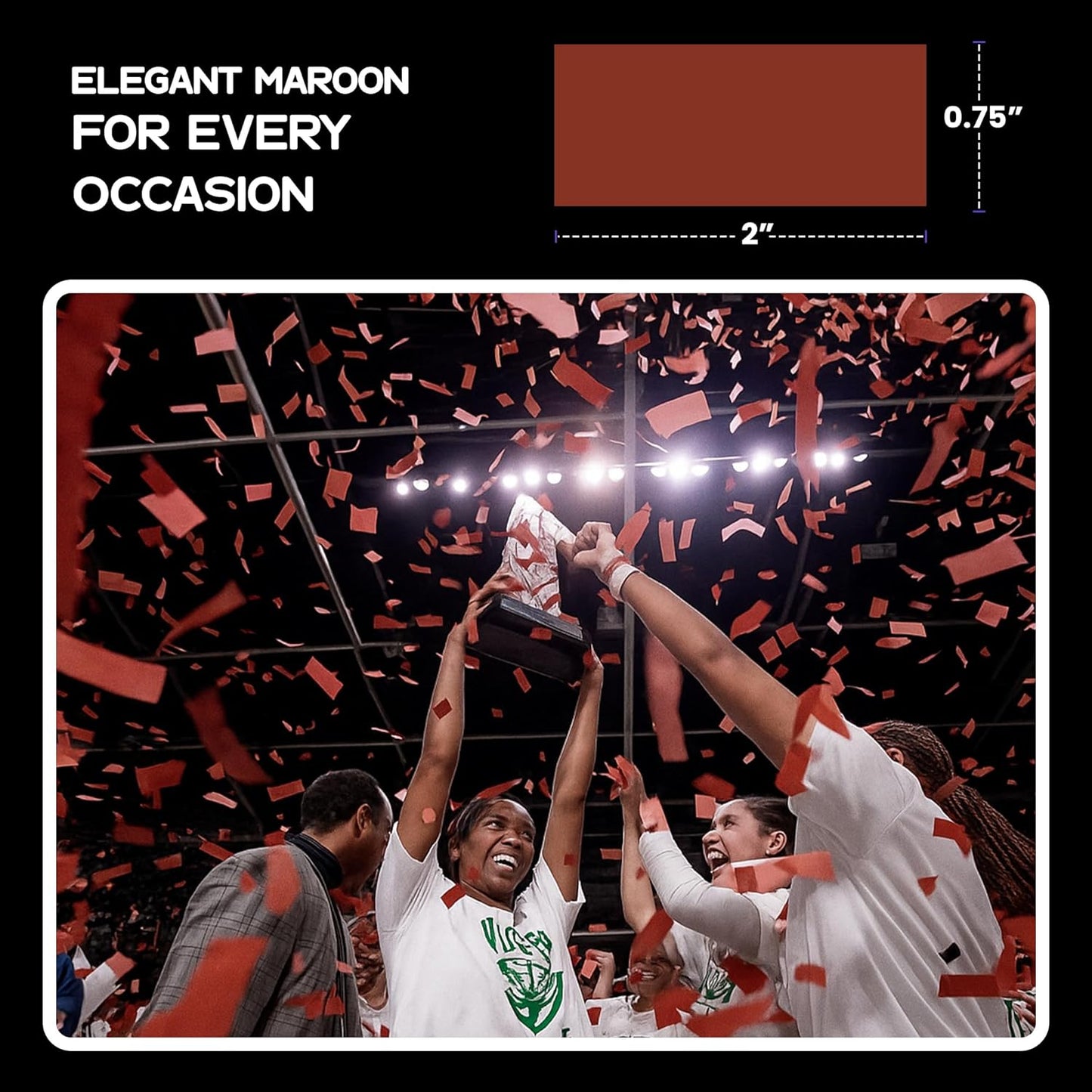 Ultimate Confetti, Rectangular Biodegradable Confetti - Maroon Fluttering Tissue Paper Confetti for Cannon and Launcher use - Wedding Confeti, Birthday, Parties and Live Events - 1 lb, 16 oz