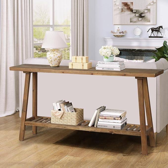 HOKYHOKY Reclaimed Solid Wood Console Table, Rectangular Couch Table Behind Sofa - Image 5