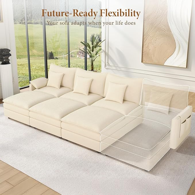 Vesgantti 108" Sectional Sleeper Sofa, 6-Seater Oversized Modular Cloud Couch - Image 8