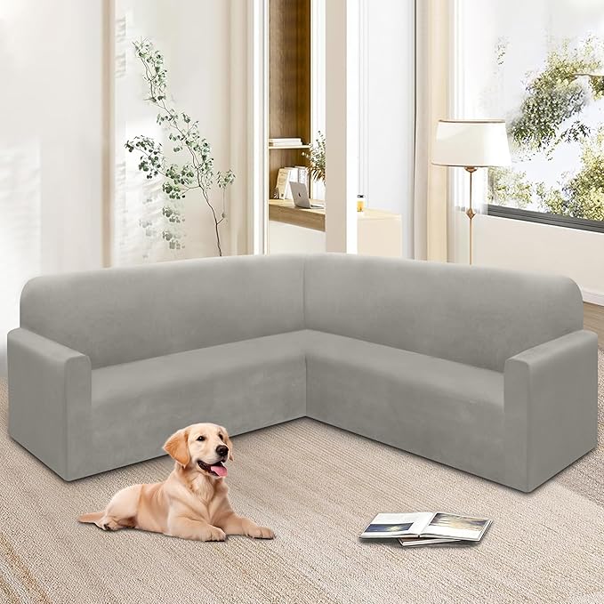 HDCAXKJ Corner Sectional Couch Covers Velvet Stretch L Shape Sofa Cover Soft - Image 6