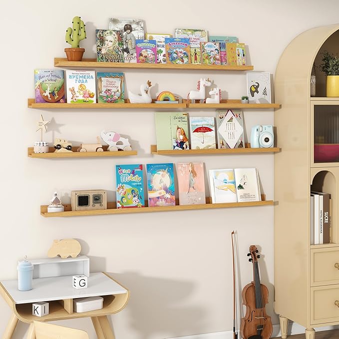 Fun Memories Picture Ledge Shelves Set of 2, 48 Inch Rustic Wall Mounted - Image 6