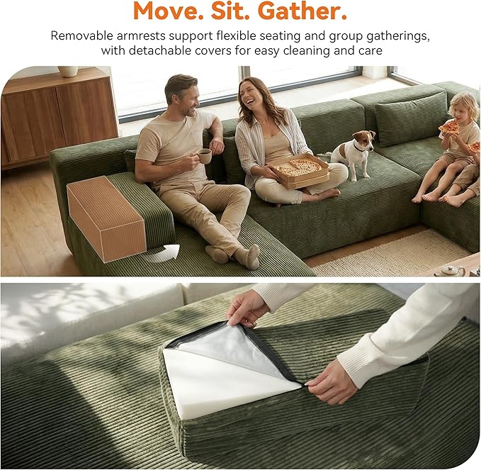 MONVANE 141" U Shaped Cloud Sectional Couch - Image 5