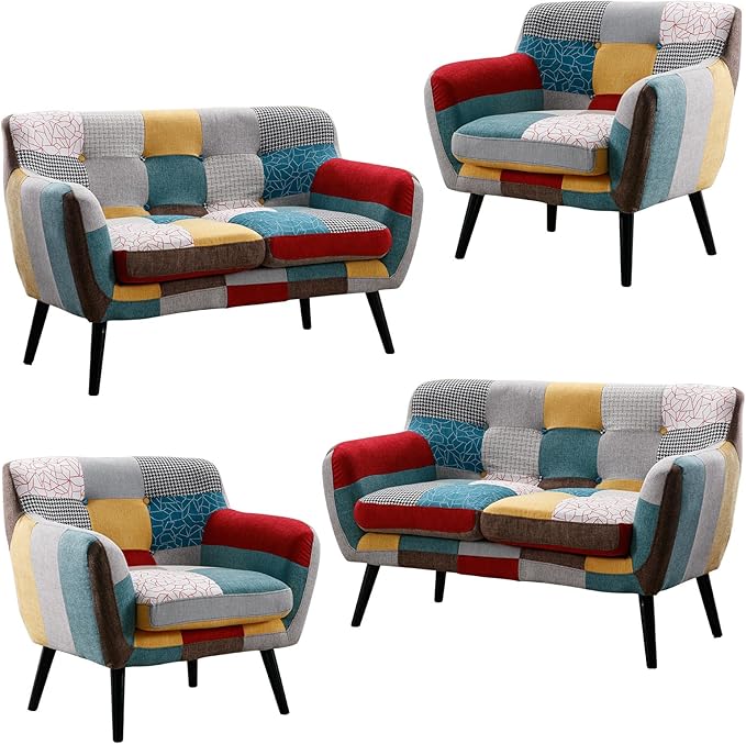 Bonzy Home Modern Colorful 3 Piece Coroful Fabric Sofa Set, Included 2 Accent - Image 9