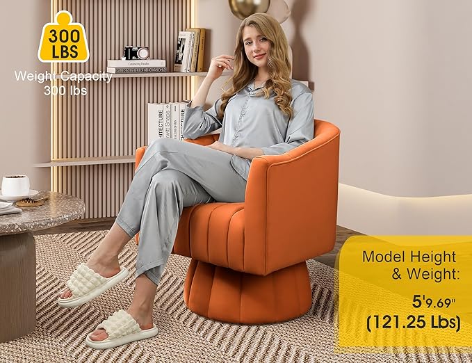 Dewhut Swivel Accent Chair, 360° Swivel Barrel Chair - Image 3