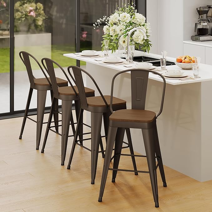 Andeworld Metal Bar Stools Set of 4, 30 inch Bar Height Barstools - Image 5