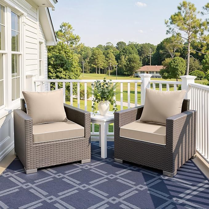 MIULEE Beige Outdoor Seat Cushion 22x24 Inch Waterproof & 3 Year Fade Resistant - Image 2
