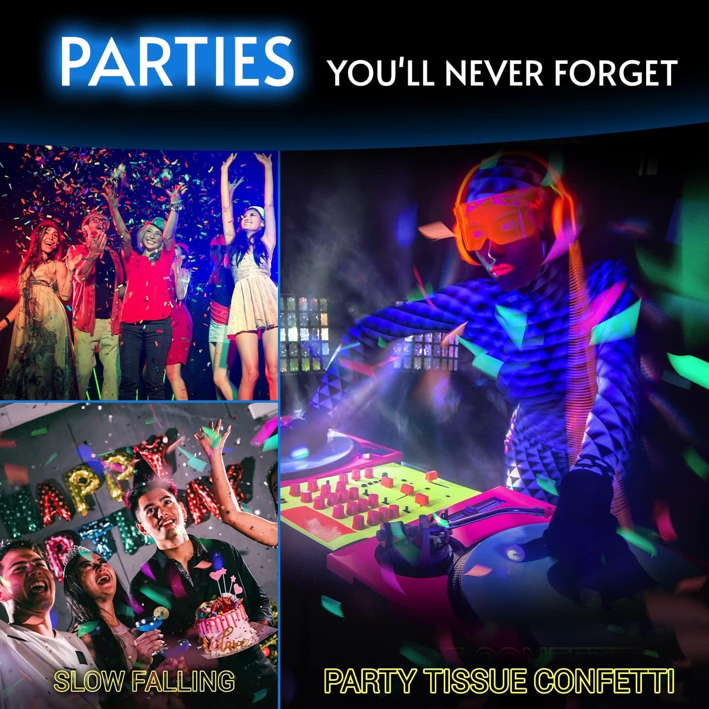 20000 Pieces Glow King Blacklight Reactive Paper Confetti | Premium UV Fluorescent Glow Party Gift for Decorations and Birthdays | Ideal for Bachelorette, New Year, Wedding, and Events