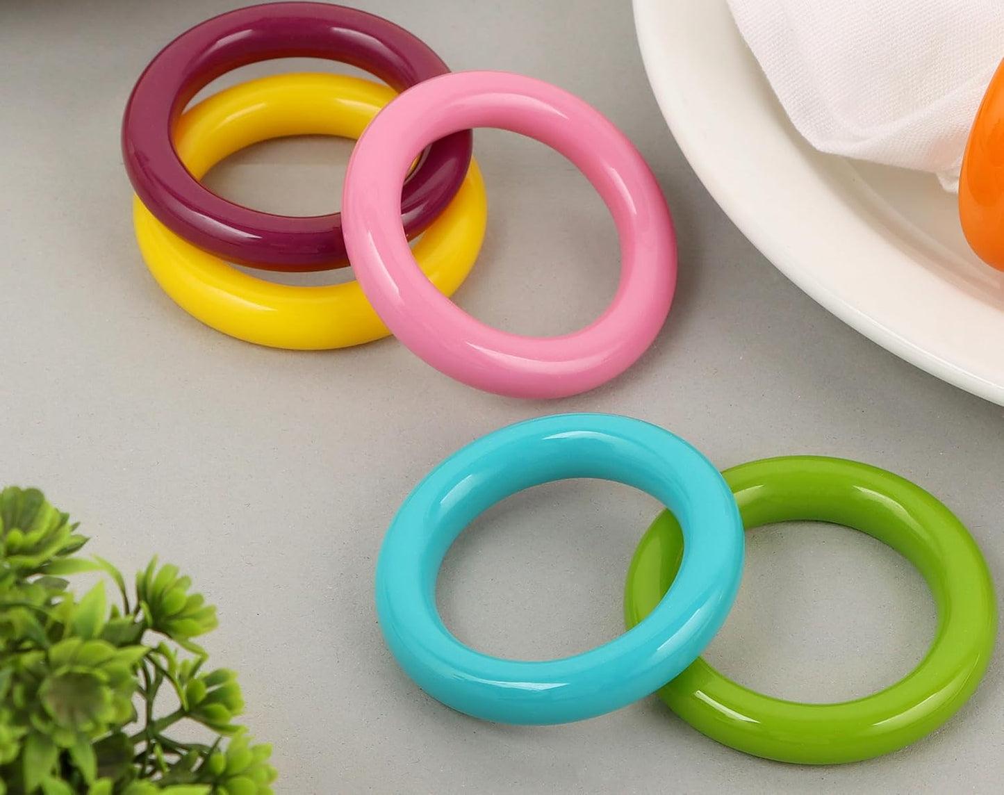 Napkin Rings Set of 12 - Epoxy Resin Napkin Holder Cuffs for Dinner Table Décor - Farmhouse Modern Serviette Rings for Weddings, Parties, Receptions, Banquets, Daily Use (Pastel) - CLEENTABLE