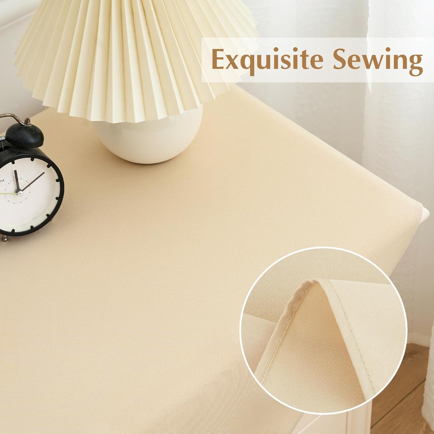 2 Pack Small Square Table Cloth 24X24 Inch Beige Washable Fabric Tablecloth Polyester Solid Table Cover for Night Stand End Table Side Table Outdoor Indoor